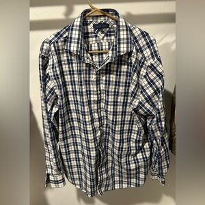 Tommy Hilfiger Navy and White Plaid Shirt
